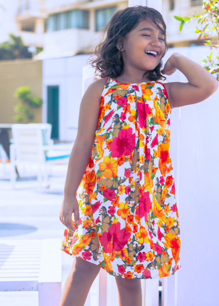 A-line floral dress | Hibiscus