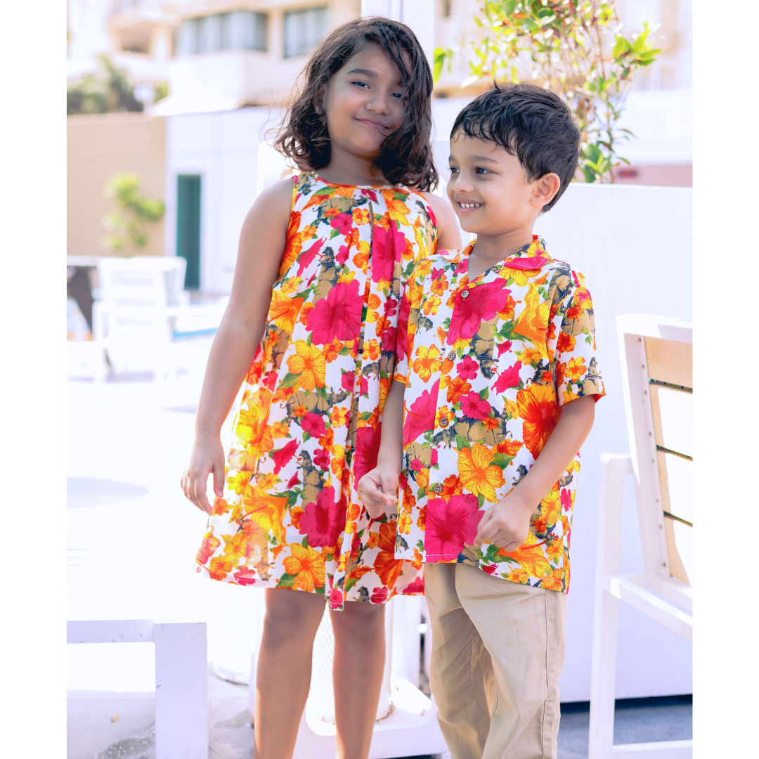 A-line floral dress | Hibiscus