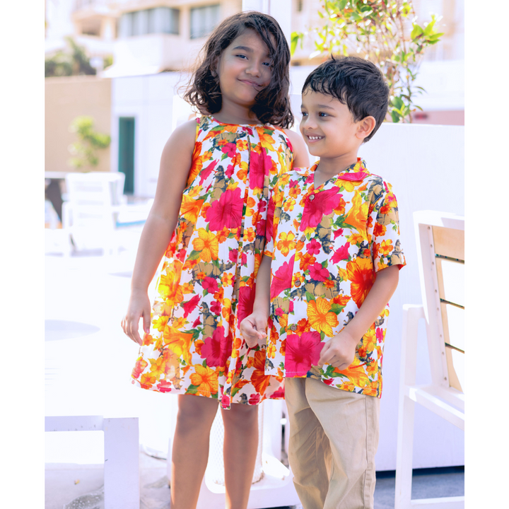 A-line floral dress | Hibiscus