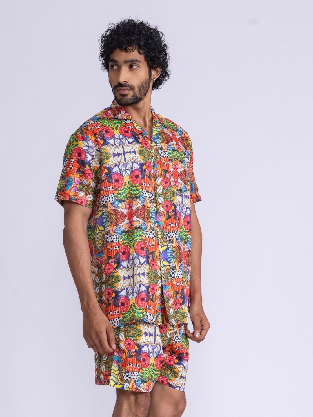 Men’s Cotton Shirt &amp; Shorts Set | Ruby