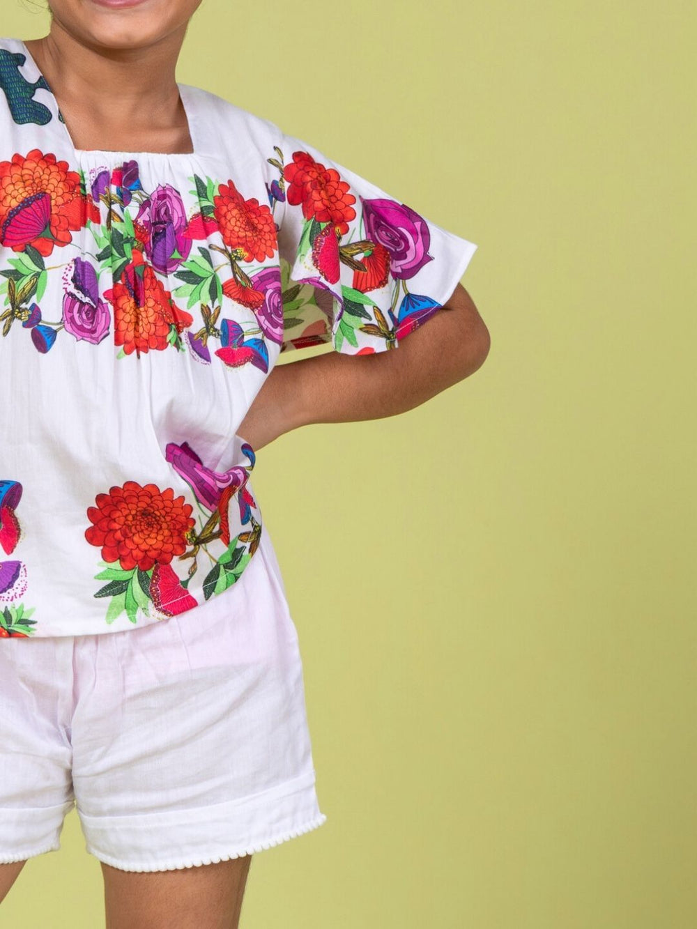 Girls' Cotton Top & Shorts Co-ord Set – Rosa Print | Soft Summer Style by Tura Turi