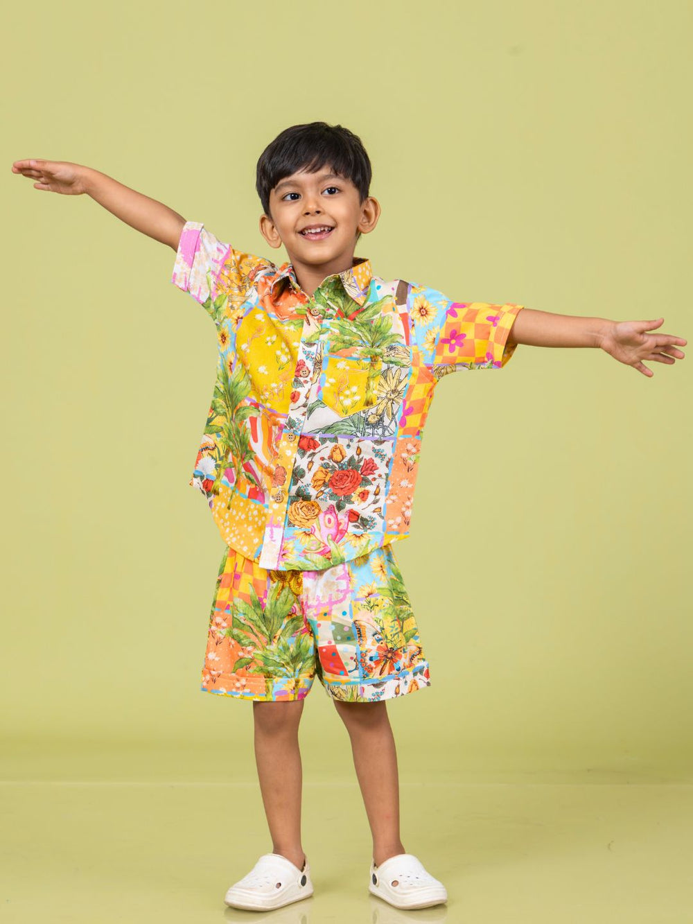 Boys' Cotton Shirt & Shorts Set – Summertime Print | Cool Summer Outfit by Tura Turi