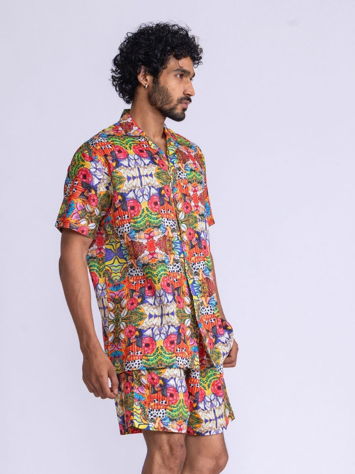 Men’s Cotton Shirt &amp; Shorts Set | Ruby