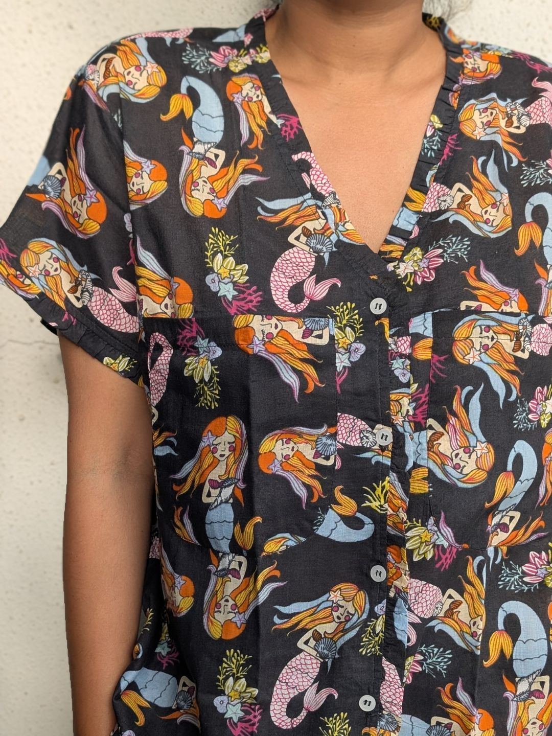 Women's 'No Bra' Night Suit Shorts Set | Mermaid Black