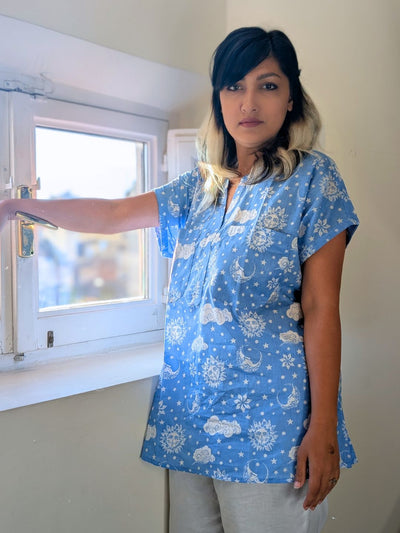 Women's Cotton 'No Bra' Night Suit | Nayantaara Blue