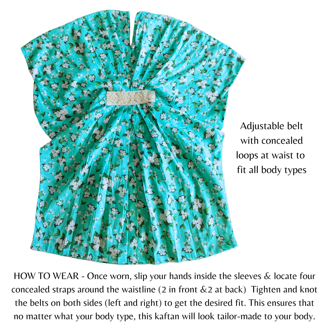 Turquoise Jasmine flowing cotton kaftan dress – soft elegant fashion