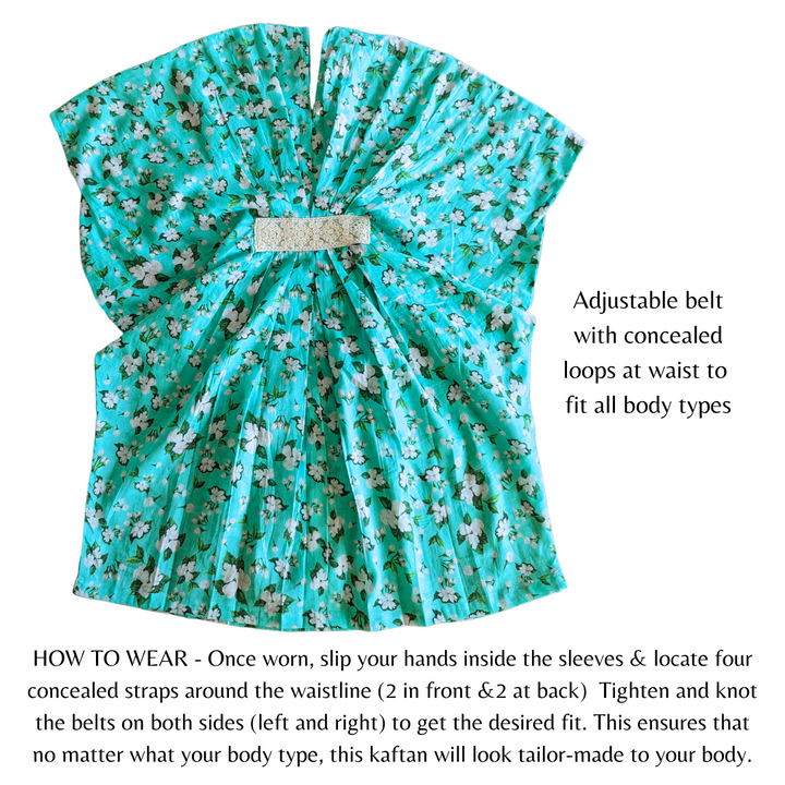 Turquoise Jasmine flowing cotton kaftan dress – soft elegant fashion