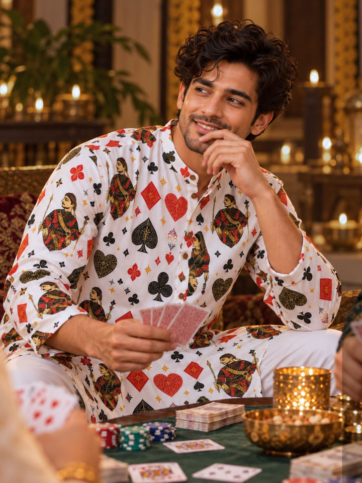 Playing-card King and Queen print on Tura Turi Poker Face men&