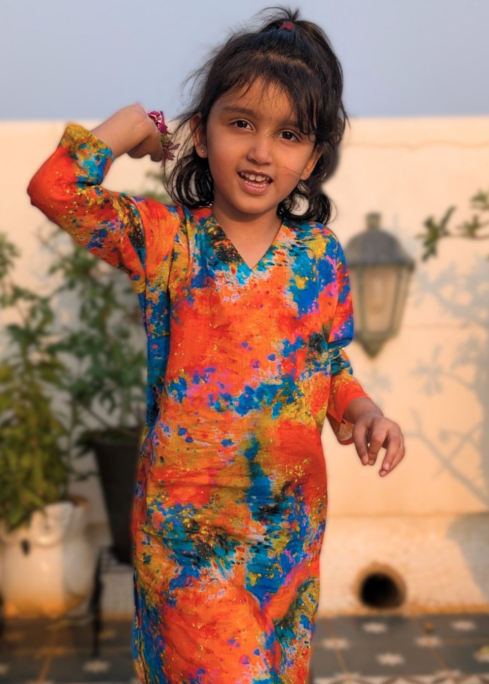Holi print Cotton Kurta for Girls, Women Gulaal