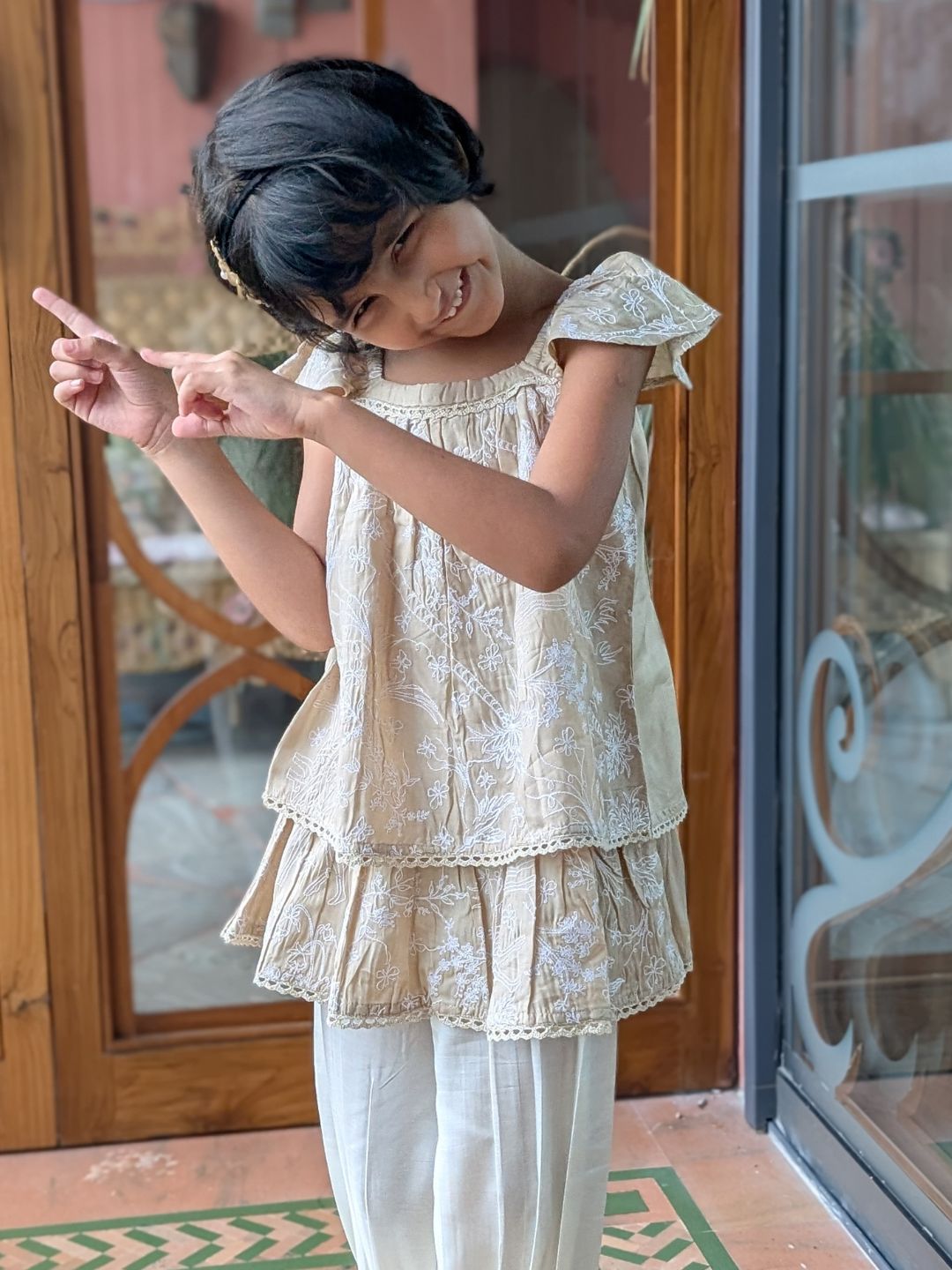 Girls Viscose Silk Embroidered Kurti-Salwar Set | Chandrika