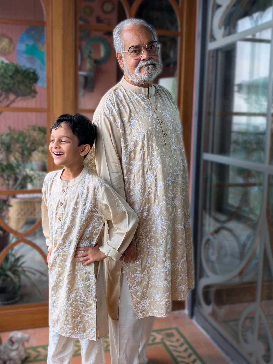 twinning diwali kurta worn by man and boy