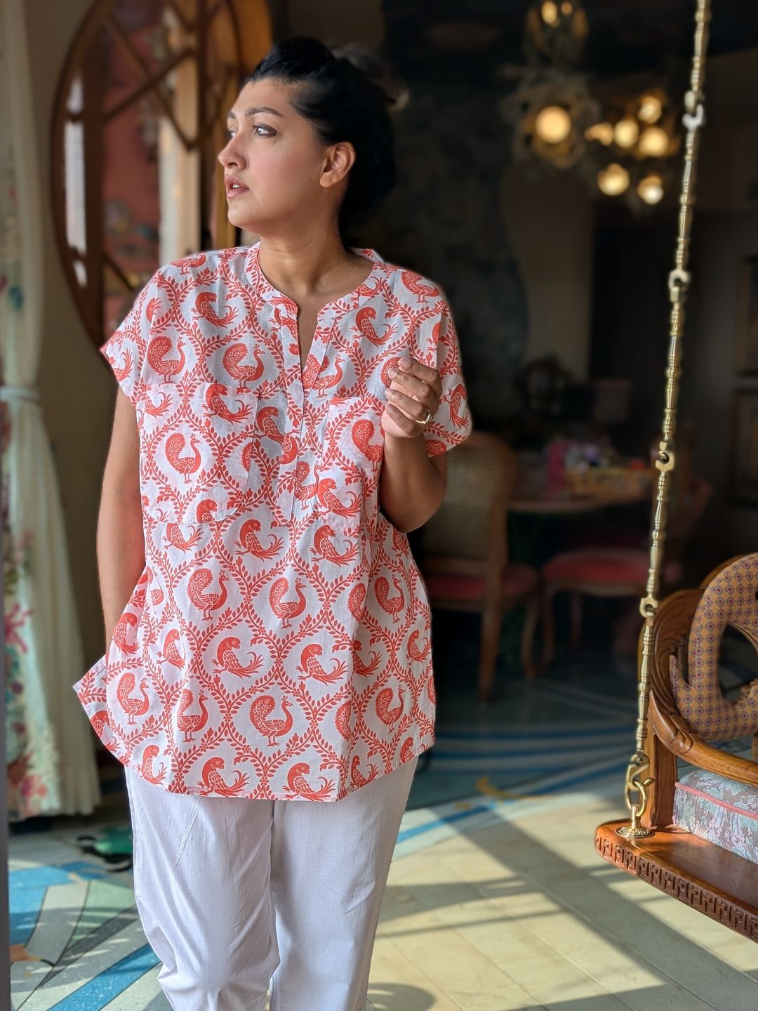 Women's Cotton 'No Bra' Night Suit | Pyaare Panchhi, Coral Pink