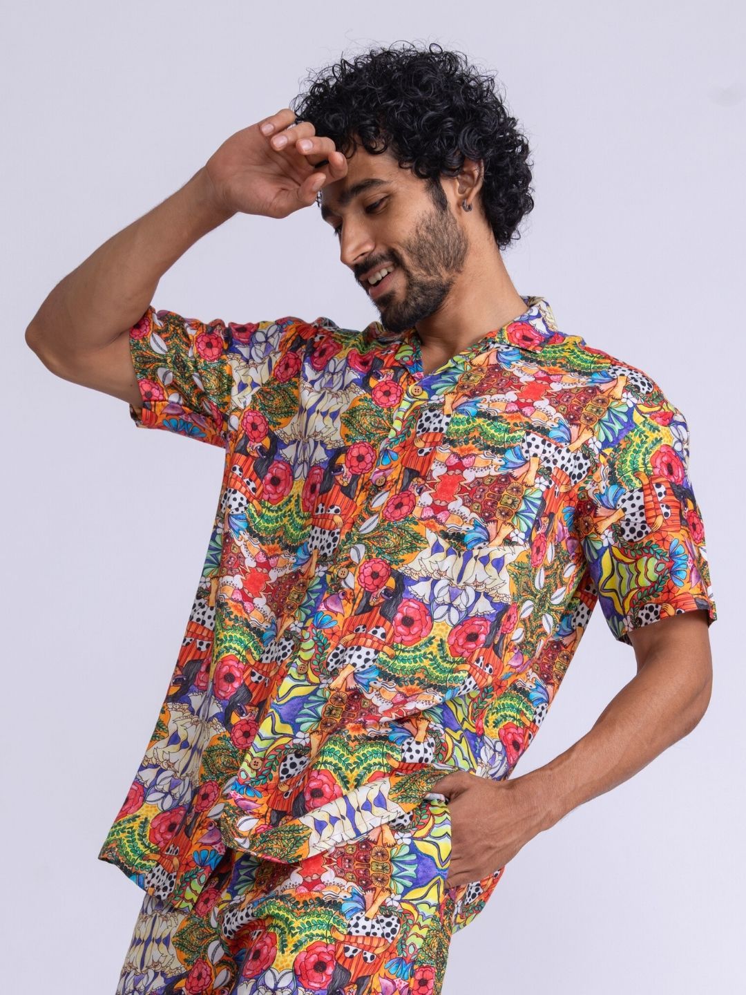 Men’s Cotton Shirt &amp; Shorts Set | Ruby