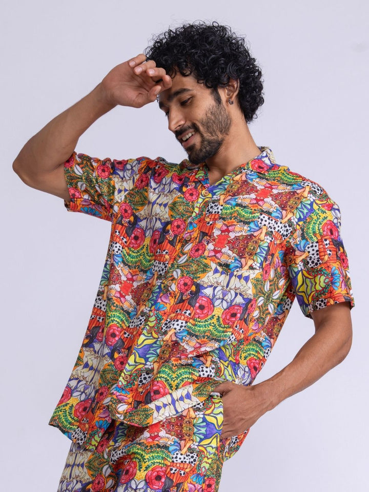 Men’s Cotton Shirt &amp; Shorts Set | Ruby