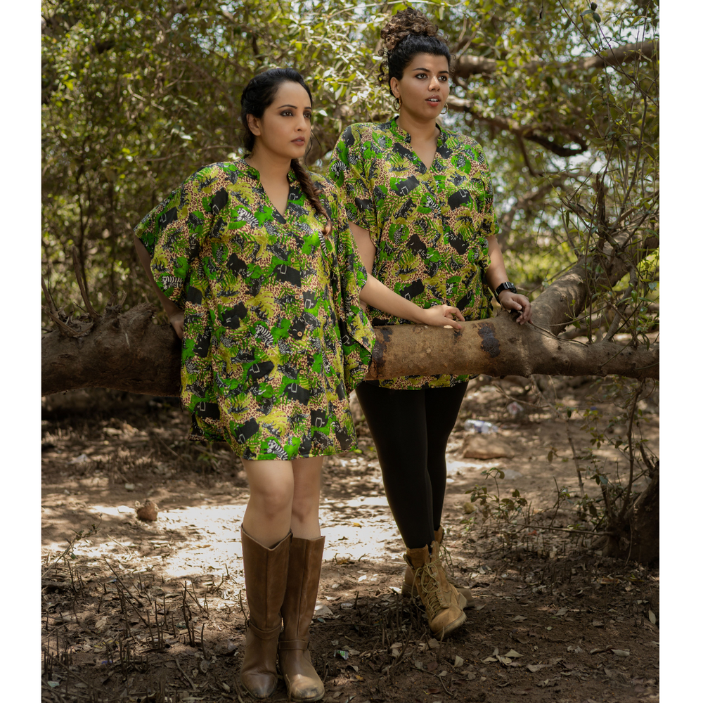 Safari print women’s kaftan shirt dress – cotton summer dress by Tura Turi