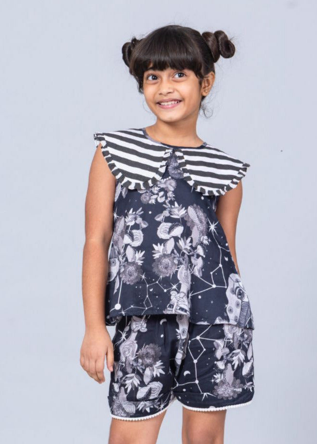 Girls' Cotton Top & Shorts Co-ord Set – Luna Print | Soft Summer Outfit by Tura Turi