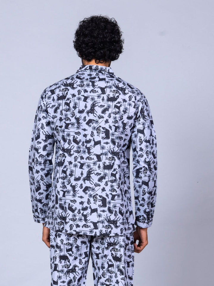 Farm Animals print men’s cotton night suit – countryside cotton sleepwear