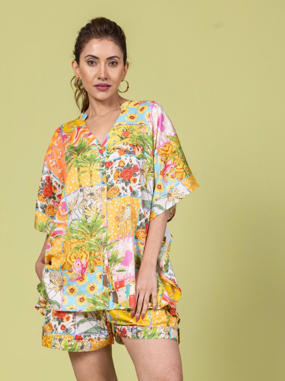 Women’s Cotton Top &amp; Shorts Co-ord Set – Summertime Print | Casual Summer Outfit by Tura Turi
