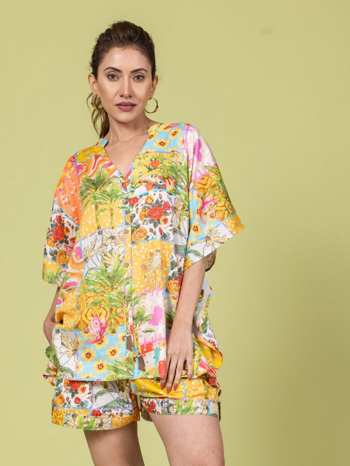 Women’s Cotton Top &amp; Shorts Co-ord Set – Summertime Print | Casual Summer Outfit by Tura Turi