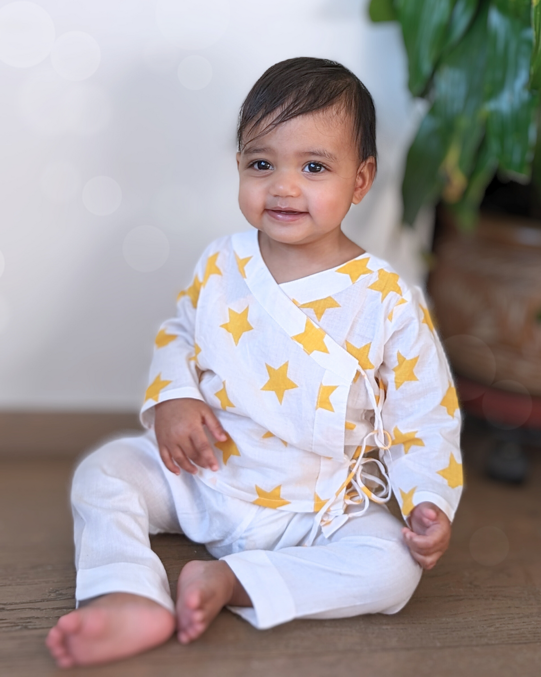 Cotton Muslin Baby Angrakha Jhabla | Stars