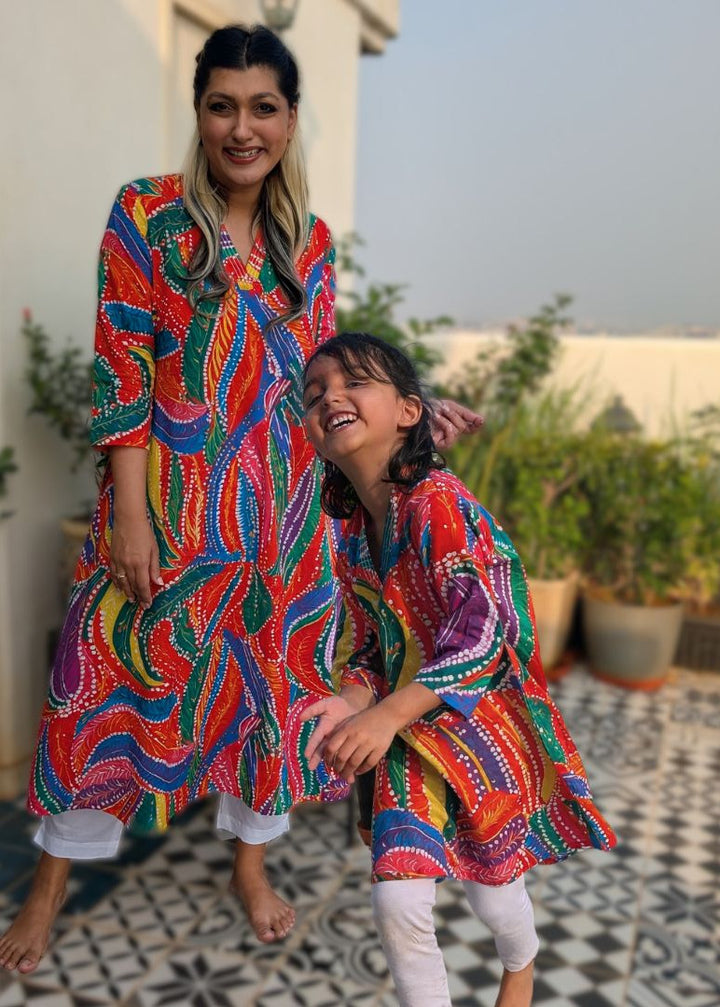 Holi print Cotton Kurta for Girls, Women | Rangeela