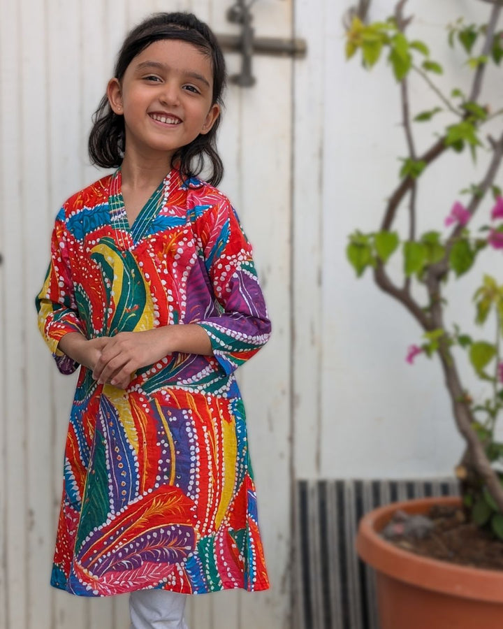 Holi print Cotton Kurta for Girls, Women | Rangeela