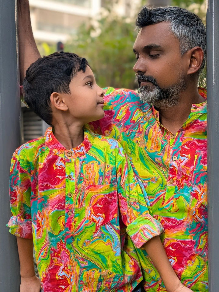 Holi print Kurta-Shirt for Boys, Men | Neon Holi