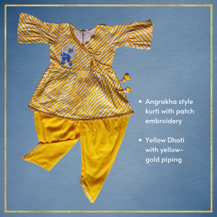 Girls Angrakha Kurti &amp; Dhoti Set | Janamashtami | 0-12Y