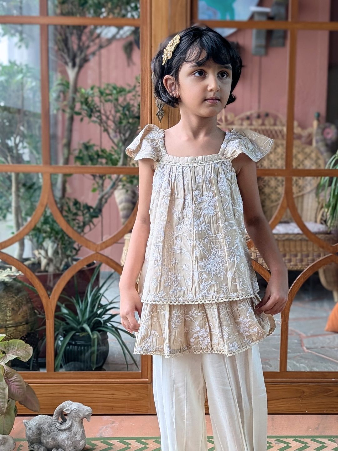 Girls Viscose Silk Embroidered Kurti-Salwar Set | Chandrika