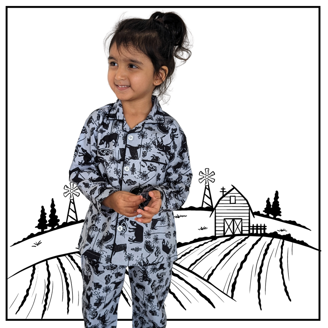 Cotton Night Suit for Kids | Farm Animals