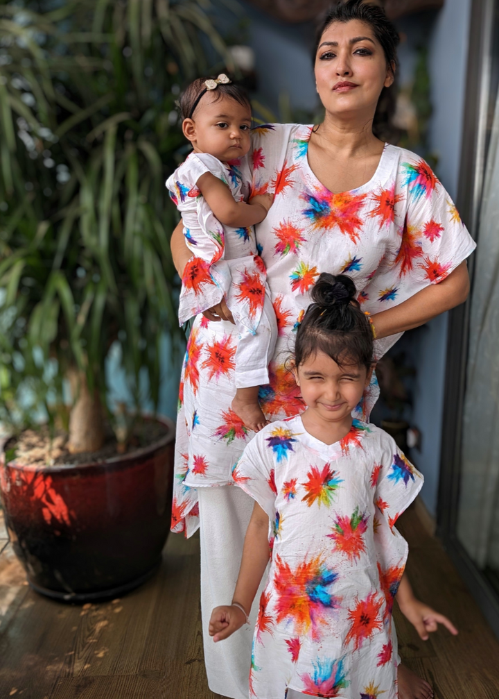 Holi print Cotton Kurta for Girls, Women | Colour Splash