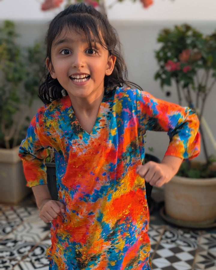 Holi print Cotton Kurta for Girls, Women | Gulaal