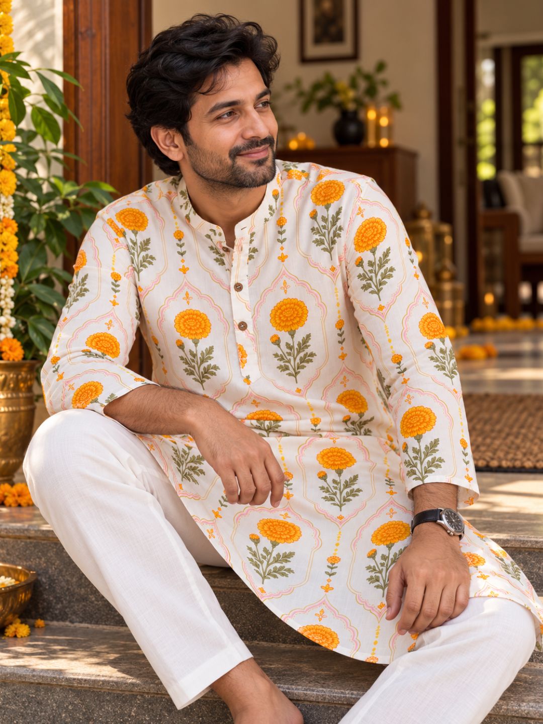 Gendaphool marigold print men&