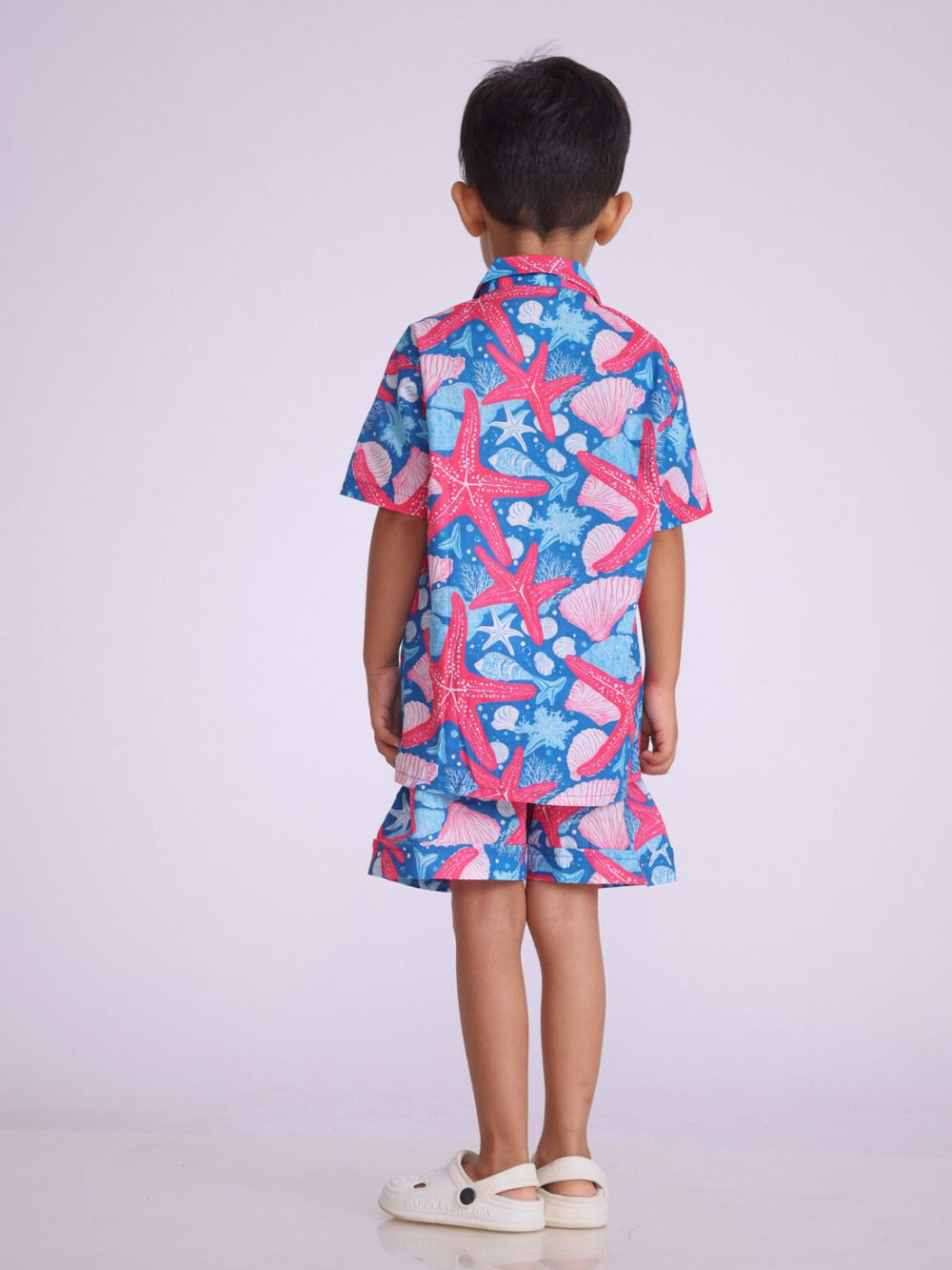 Boys' Cotton Shirt & Shorts Set – Starfish Print | Breezy Summer Outfit by Tura Turi