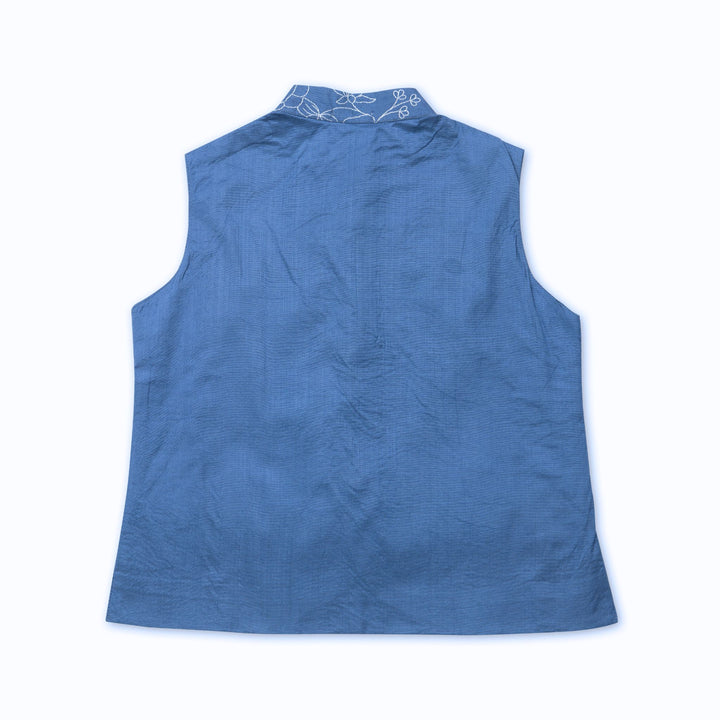 Silk Nehru Jacket for Boys | Blue Rose