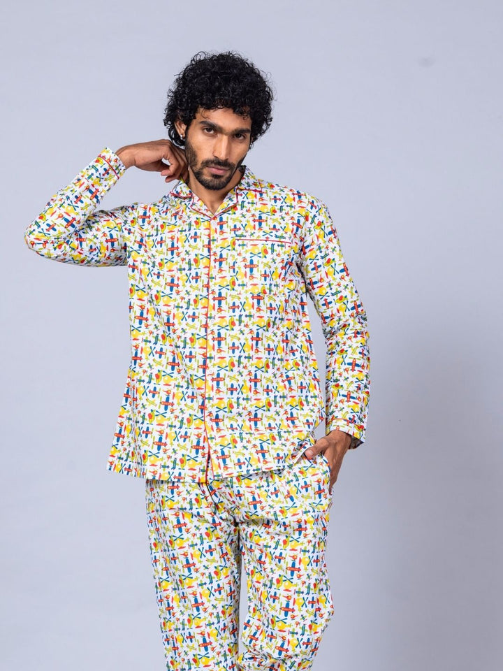 Planes theme men’s cotton night suit – breathable nightwear
