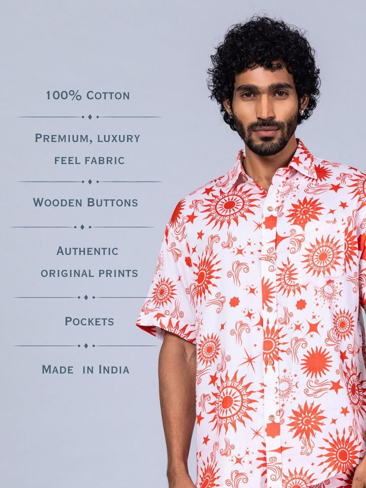Men’s Cotton Shirt &amp; Shorts Set | Celestial Sun