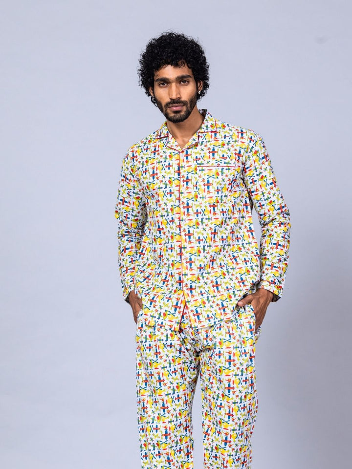 Planes theme men’s cotton night suit – breathable nightwear