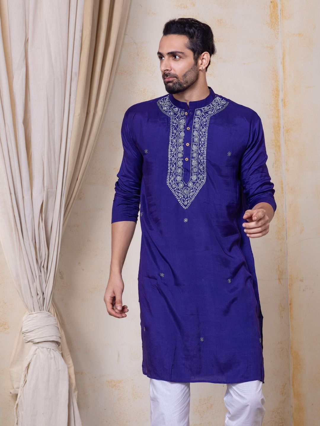 Embroidered Viscose Silk Men&