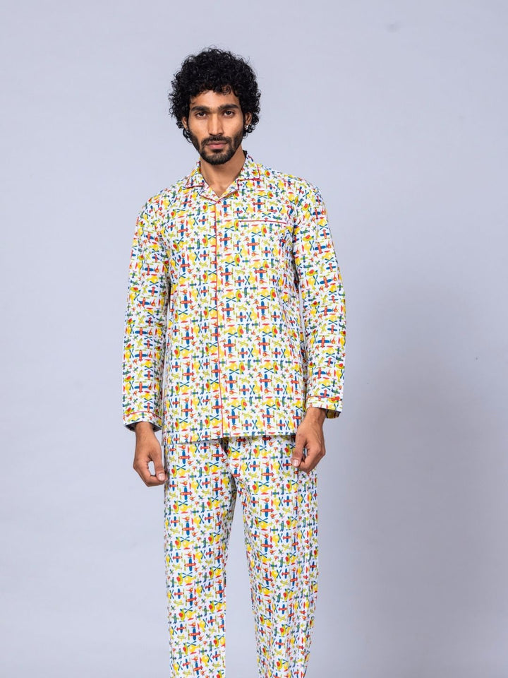 Planes theme men’s cotton night suit – breathable nightwear