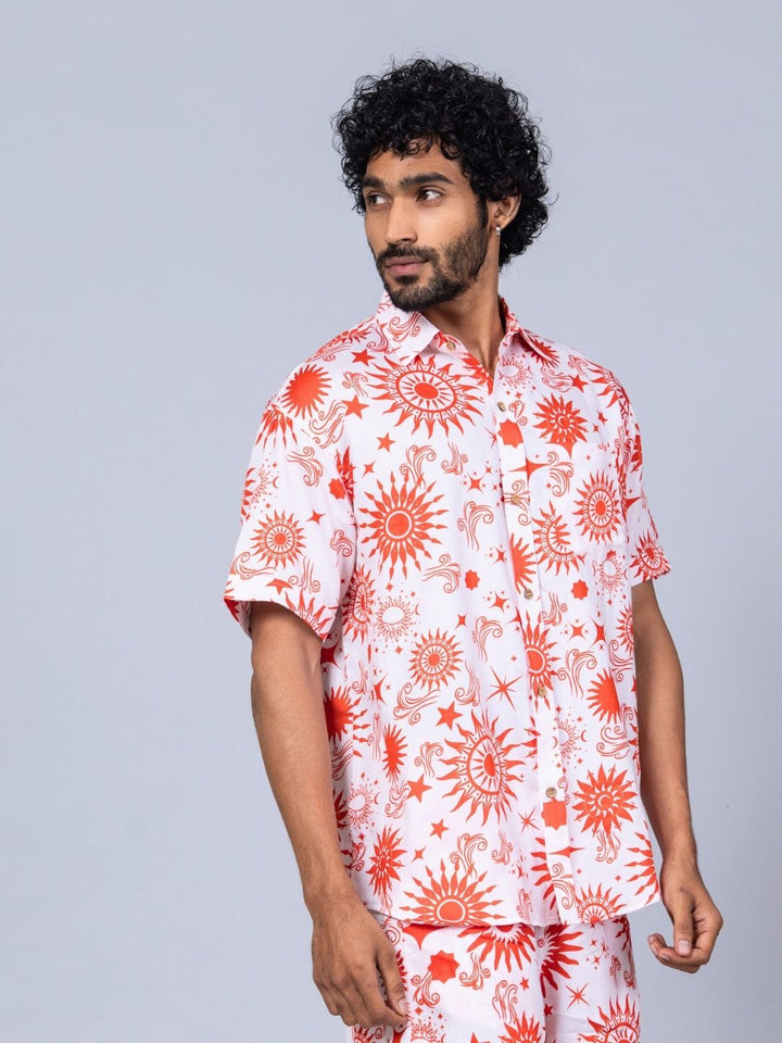 Men’s Cotton Shirt &amp; Shorts Set | Celestial Sun