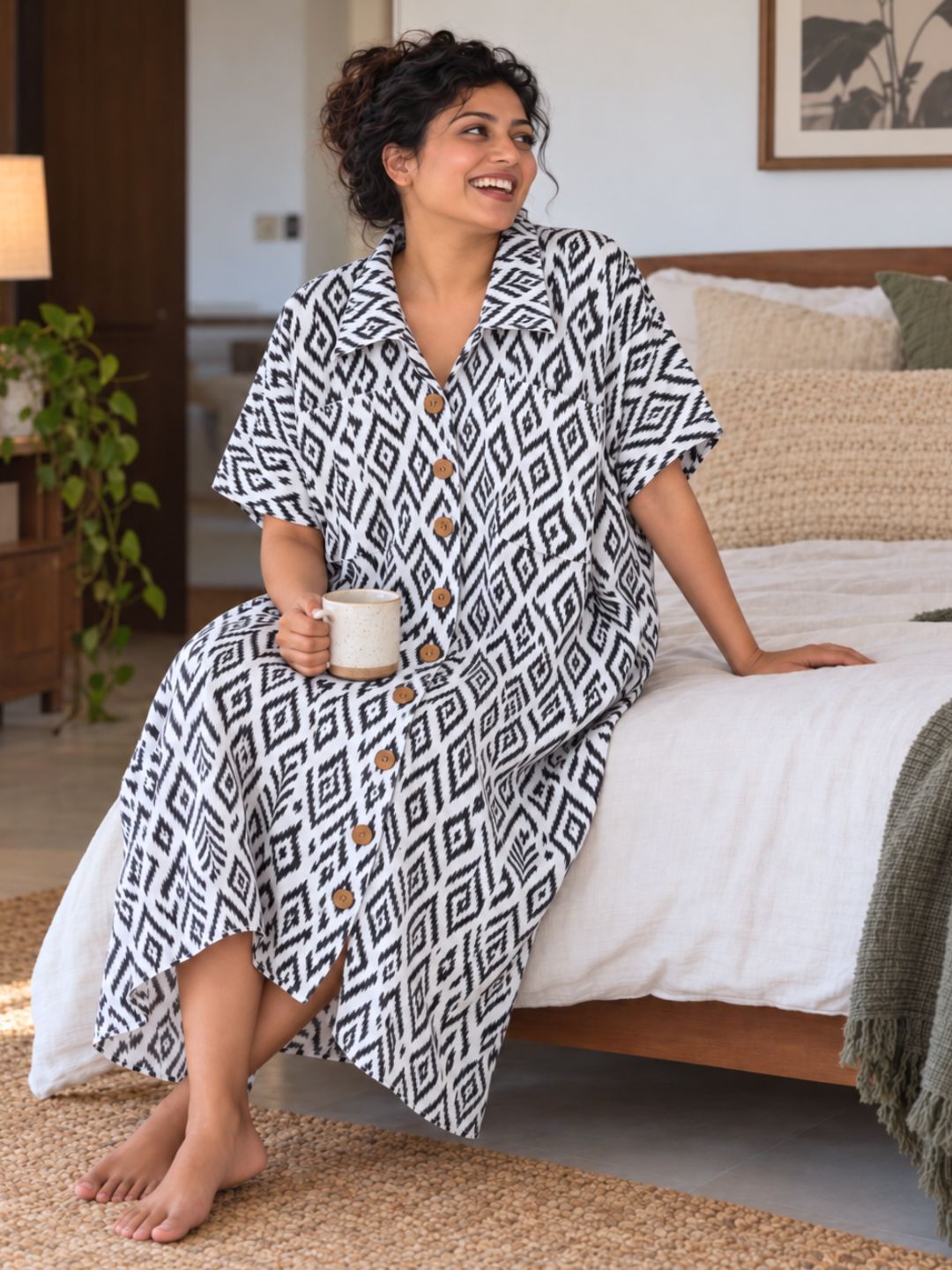 Geometric Ikat Diamond print on Tura Turi women&