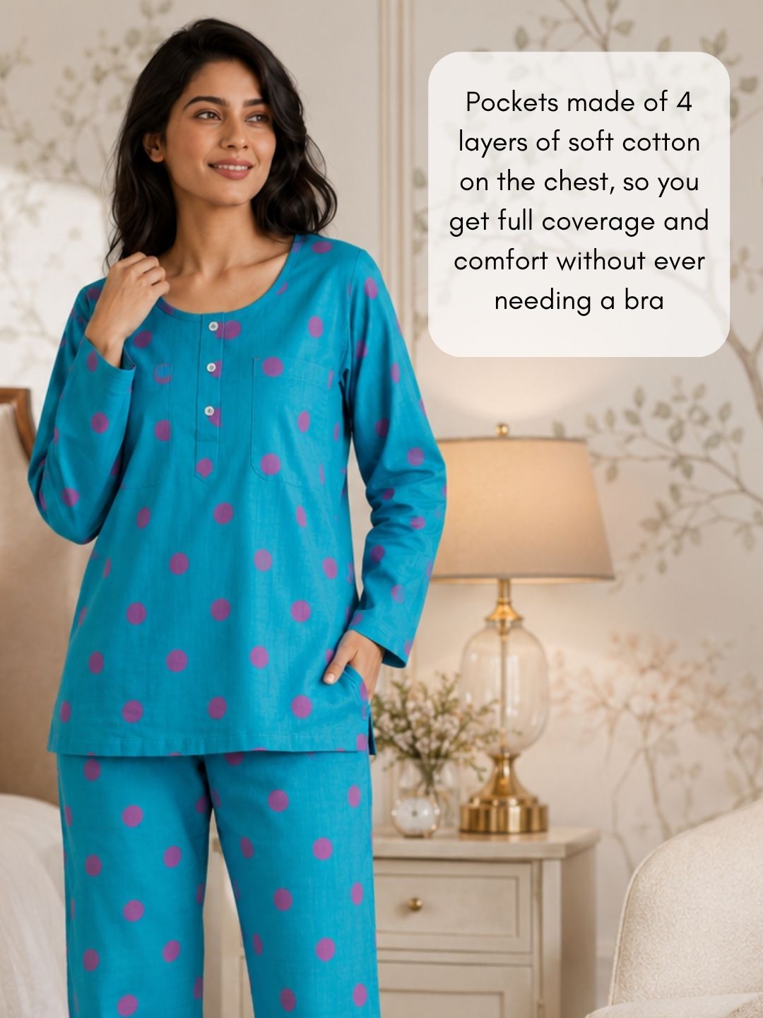 Close-up of the no-bra night suit&