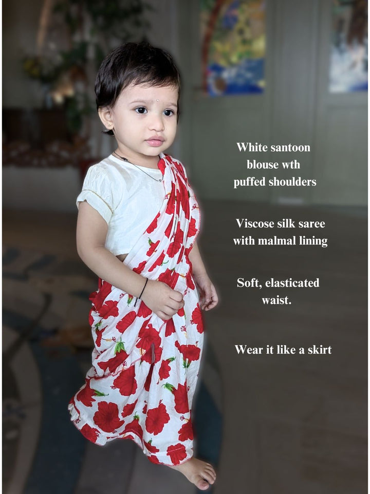Prestitched Silk Embroidered Saree for Girls | Jabakusum
