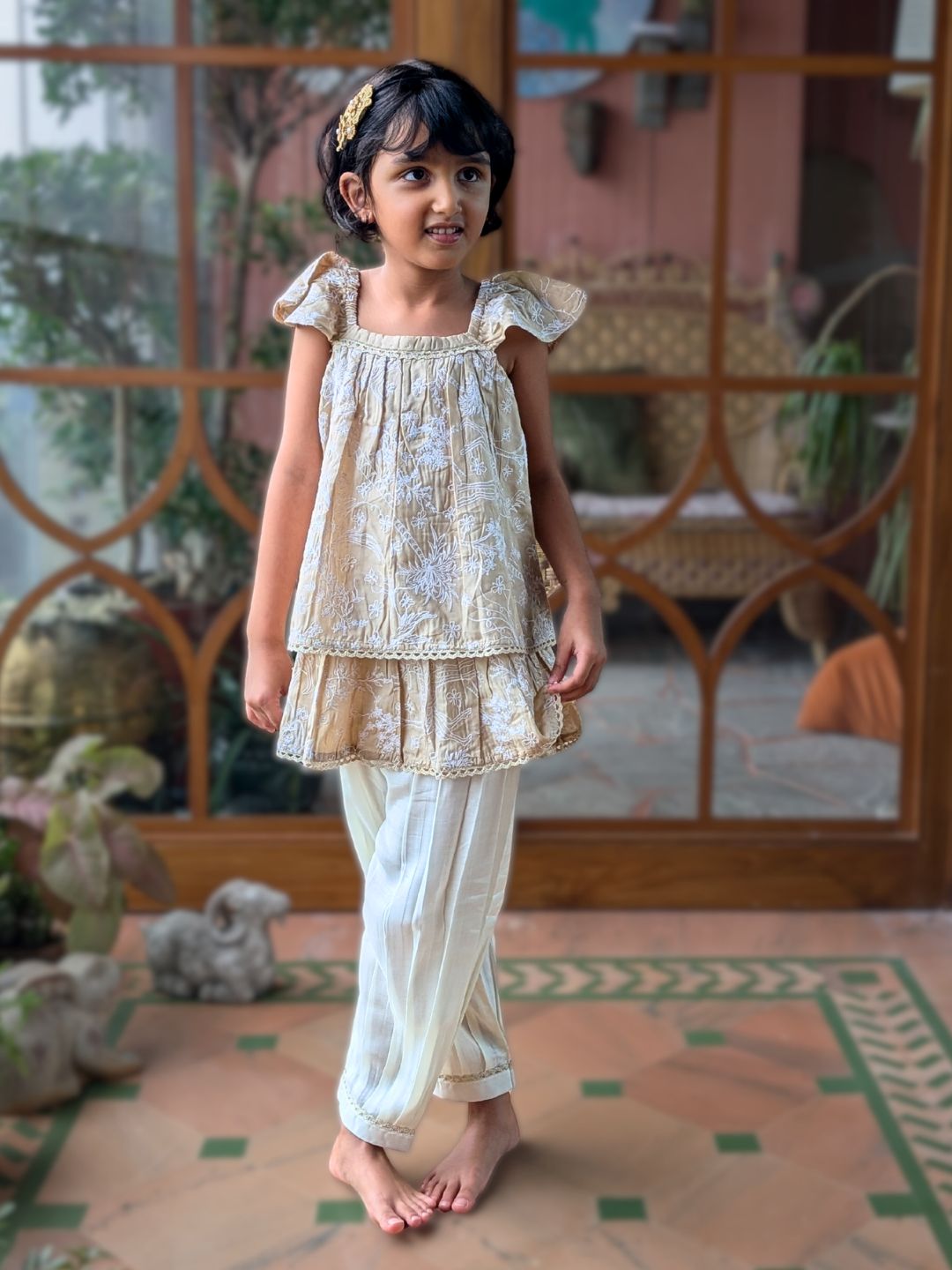 Girls Viscose Silk Embroidered Kurti-Salwar Set | Chandrika