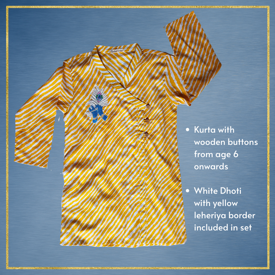 Boys Angrakha Kurta &amp; Dhoti Set | Janamashtami | 0-12Y