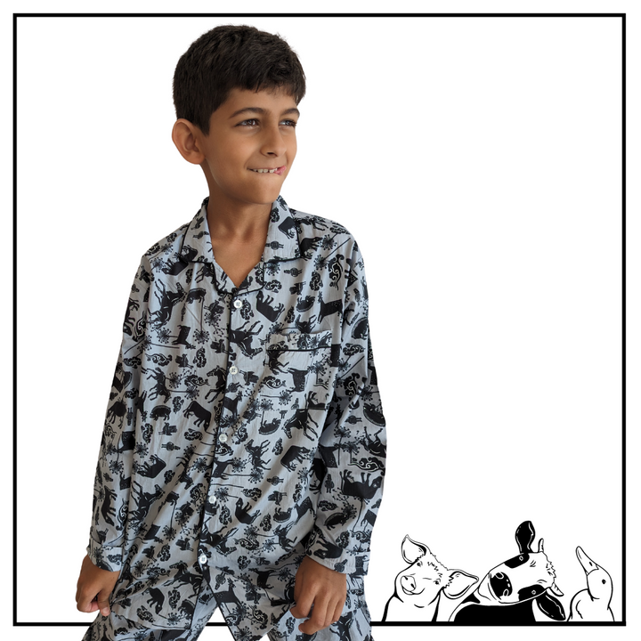 Cotton Night Suit for Kids | Farm Animals