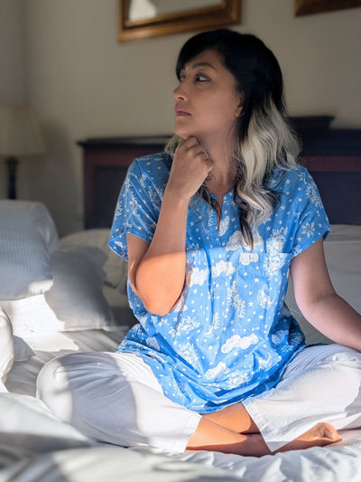 Women's Cotton 'No Bra' Night Suit | Nayantaara Blue