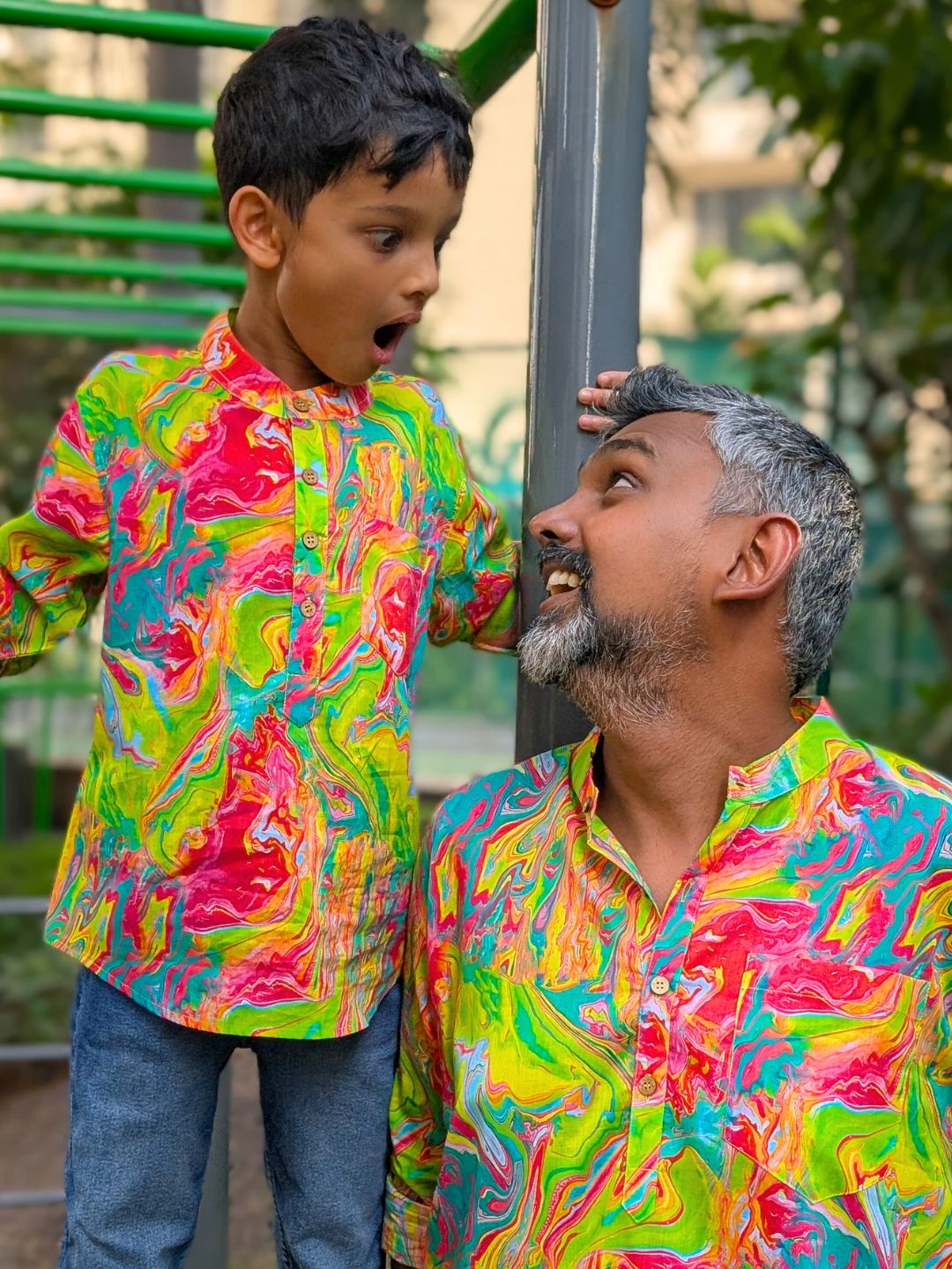 Holi print Kurta-Shirt for Boys, Men | Neon Holi