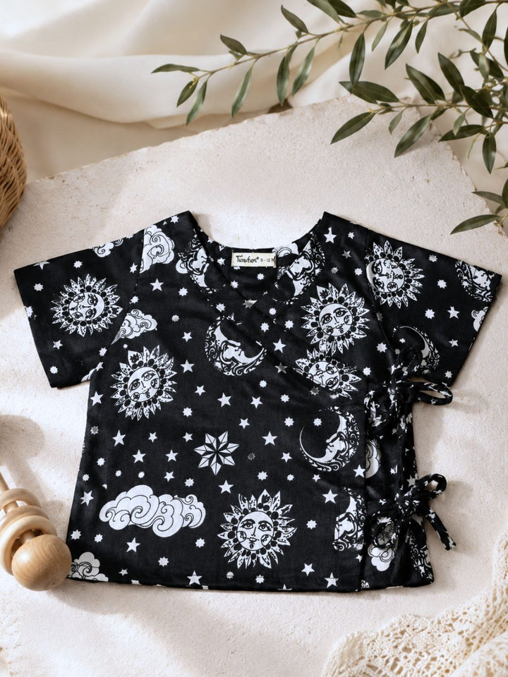 Nayantaara Black cotton muslin baby jhabla, newborn gift – Tura Turi